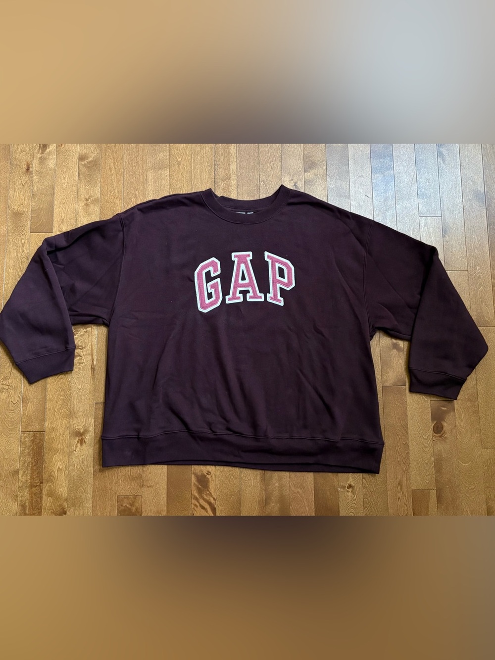 GAP Logo Crewneck Oversized Fleece Sweatshirt Maroon Plum – XXL